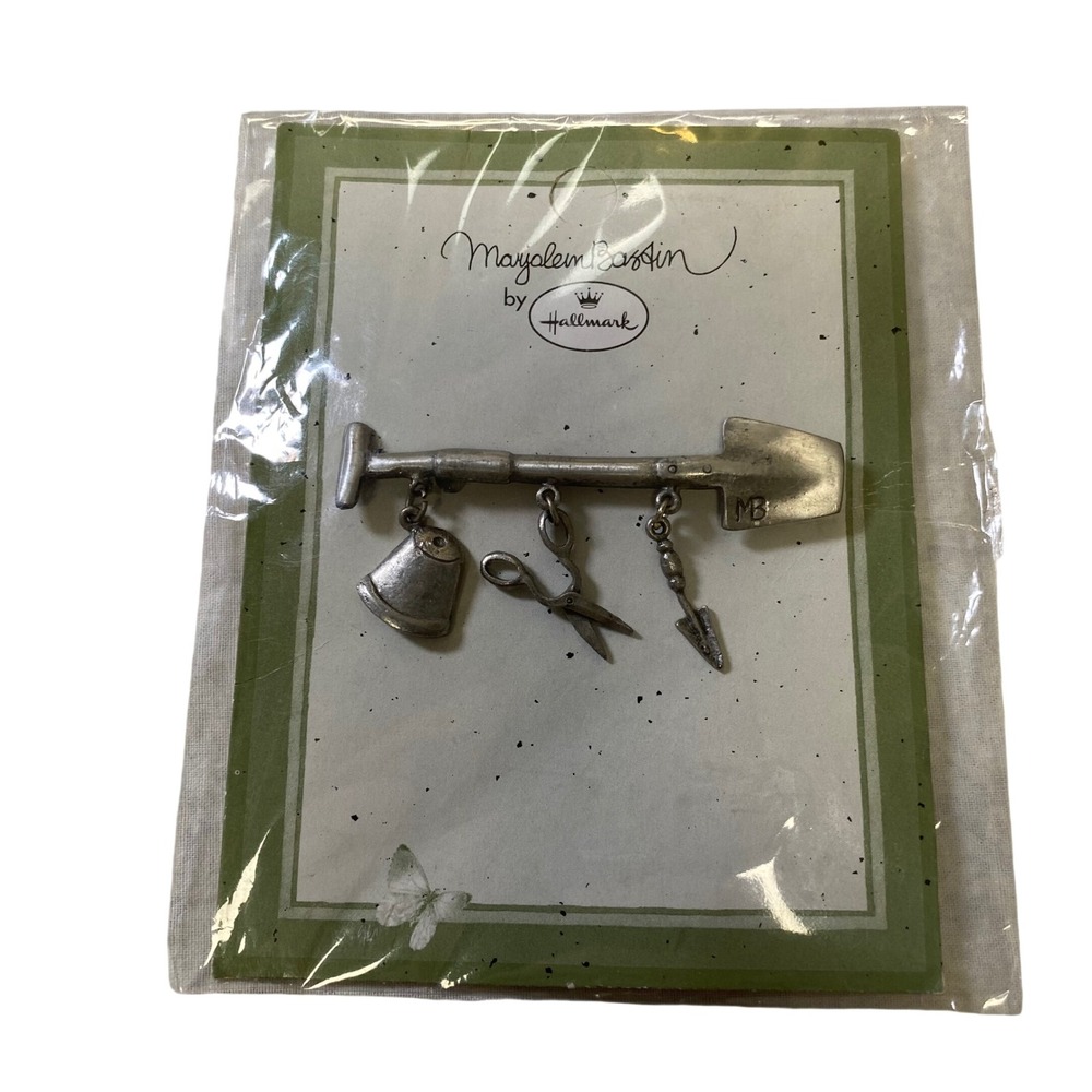 Marjolein Bastin Hallmark 1999 Garden Tools Shovel Brooch Pin New on Card